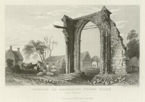 Overblijfselen van Bycknacre Priory, Essex, nabij Danbury door William Henry Bartlett