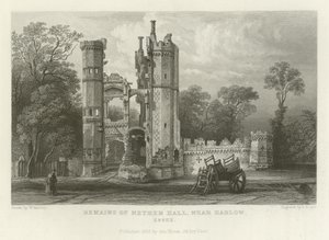 Restanten van Nether Hall, nabij Harlow, Essex door William Henry Bartlett