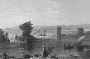 Resten van de haven van Tyrus door William Henry Bartlett