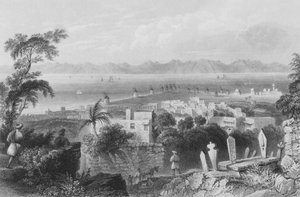 Rhodos, het oude Dodanim, met het kanaal tussen het eiland en Klein-Azië door William Henry Bartlett
