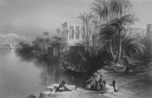 Scène aan de rivier de Nijl bij Philoe, boven Syene (gravure) door William Henry Bartlett