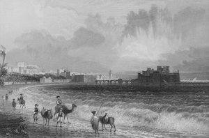 Sidon, bij de nadering vanuit Beiroet door William Henry Bartlett