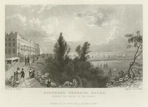 Southend Terrace, Essex, toont de monding van de Theems door William Henry Bartlett