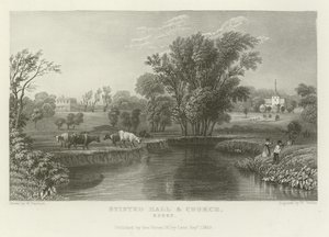 Stisted Hall en Kerk, Essex door William Henry Bartlett