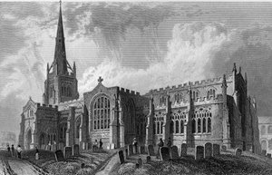 Thaxted Kerk, Essex, gegraveerd door Robert Sands, 1831 door William Henry Bartlett