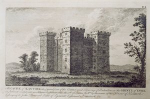 Het kasteel van Kanturk, County Cork, Ierland in de 1800s, uit 