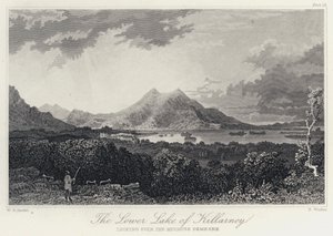 Het lagere meer van Killarney, kijkend over het Mucruss landgoed (gravure) door William Henry Bartlett