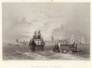 De Mersey bij Liverpool door William Henry Bartlett
