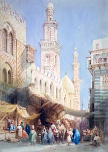 De Sharia El Gohargiyeh, Caïro, 19e eeuw door William Henry Bartlett