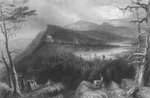 De twee meren en het berg huis op de Catskills, 1838 door William Henry Bartlett
