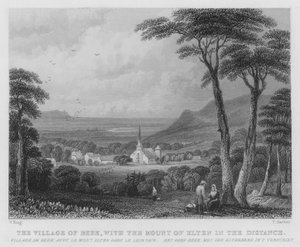 Het dorp Beek, met de Eltenberg in de verte (gravure)