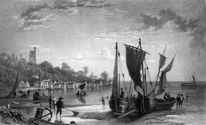 Het dorp Leigh, nabij Southend, Essex, gegraveerd door Charles Mottram, 1833 door William Henry Bartlett