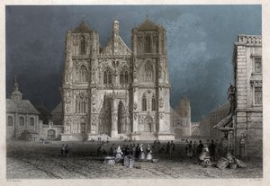 De kathedraal of koepel van Sint Pieter in Regensburg door William Henry Bartlett