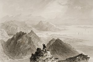 Uitzicht op Bantry Bay vanaf Sugarloaf Mountain, County Cork, uit 