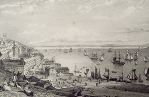 Uitzicht op de Haven van Cobh, richting Rostellan, County Cork, Ierland in de jaren 1830, uit 
