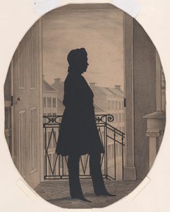Silhouet van een Jonge Man voor een Open Raam, naar Rechts, voor 1860 door William Henry Brown