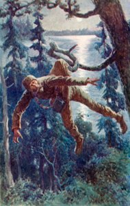 Een tak haakte zich vast aan de zoom van zijn shirt en hij hing in de lucht door William Henry Charles Groome