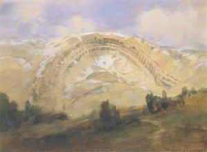 Gevouwen strata, een grote geologische boog, Colorado door William Henry Holmes