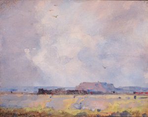 In het Plateaugebied, met een Bewoond Pueblo door William Henry Holmes