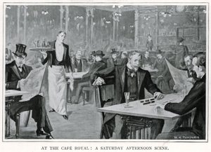 In het Cafe Royal: Een zaterdagmiddagscène, ca. 1900 door William Henry Humphris