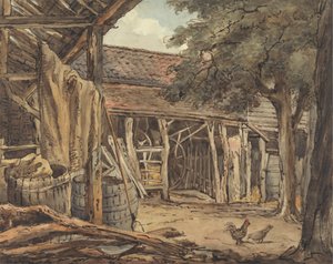 Een boerenerf door William Henry Hunt