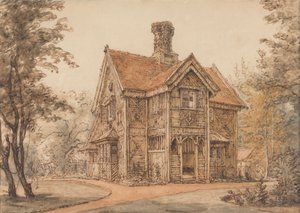 Een lodge in Cassiobury door William Henry Hunt