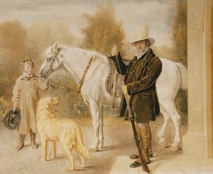 Een Jager met een Jongen, een Pony en een Hond, 1827 door William Henry Hunt
