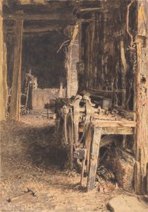Schuurinterieur door William Henry Hunt