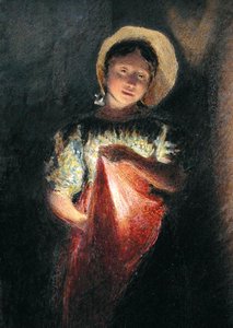 Meisje bij kaarslicht door William Henry Hunt