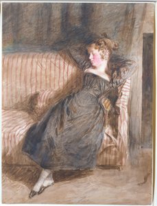 Jong Meisje Slapend op een Bank door William Henry Hunt