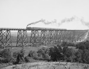Spoorbrug over de Des Moines rivier, ca. 1900 (zw/w foto)