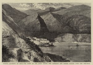 Ernstig Ongeluk in Nice, het Punt in de Weg waar de Koets en Paarden over de Afgrond rolden door William Henry James Boot