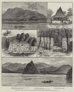 Schetsen in de Caroline-eilanden, betwist tussen Duitsland en Spanje