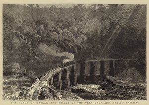 De kloof van Metlac en brug op de Vera Cruz en Mexico Spoorweg