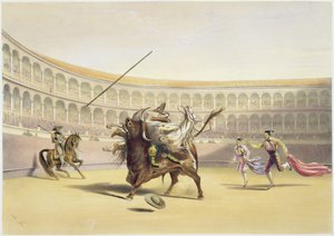 De stier gooit de picador en het paard, 1865
