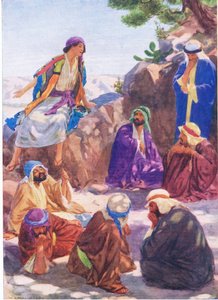 Jozef vertelt zijn droom, uit Het Bijbel Prentenboek uitgegeven door Thomas Nelson, ca.1950 door William Henry Margetson