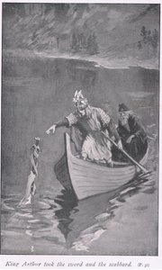Koning Arthur nam het zwaard en de schede door William Henry Margetson