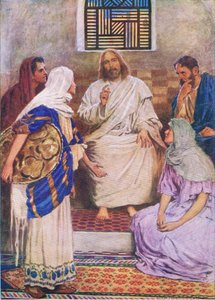De twee zusters, uit Het Bijbel Prentenboek uitgegeven door Thomas Nelson, ca.1950 door William Henry Margetson