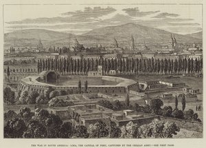 De oorlog in Zuid-Amerika, Lima, de hoofdstad van Peru, veroverd door het Chileense leger