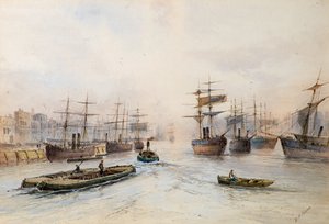 Scheepvaart op de Theems door William Henry Vernon