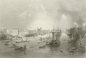 De haven van Londen door William Henry after Bartlett