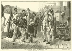 Eén vrijwilliger is drie gedwongen mannen waard (gravure) door William Heysham (after) Overend