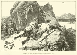 Prins Albert op hertenjacht in de Hooglanden