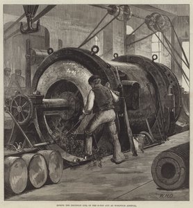 Het Boren van de Trunnion Coil van het 81-Ton Kanon in Woolwich Arsenal door William Heysham Overend