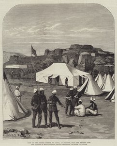 Kamp van de Britse Missie naar Kabul, bij Jumrood, nabij de Khyberpas door William Heysham Overend