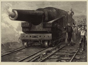 Het afvuren van het eenentachtig ton kanon in Shoeburyness