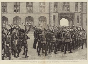 Inspectie van de Grenadier Guards door de koningin in Windsor Castle