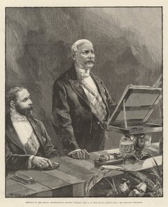 Vergadering van de Royal Geographical Society, maandag 5 mei, in de Royal Albert Hall, de heer Stanley spreekt