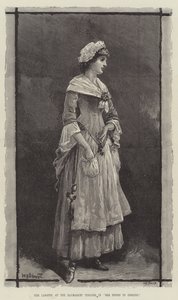 Mevrouw Langtry, in het Haymarket Theatre, in She Stoops to Conquer