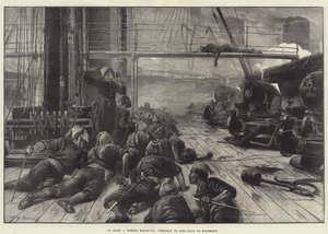 Aan boord van een Turkse oorlogsschip dat zich voorbereidt om te rammen, schieten met elektriciteit